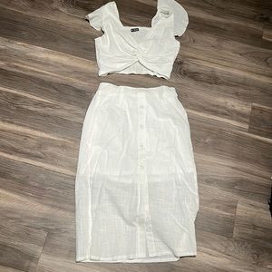 Cute White 2 Piece Skirt and Top